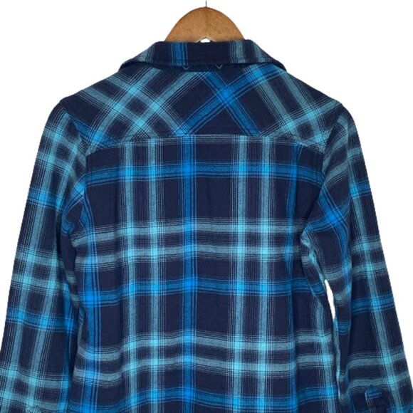 Orvis Womens Fleece Lined Flannel Shacket Size S Blue Plaid Gorpcore Granola - Picture 12 of 15